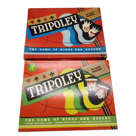 Tripoley DeLuxe Edition Vinyl Game Mats Poker Hearts Rummy Cadaco Vintage - Picture 1 of 16